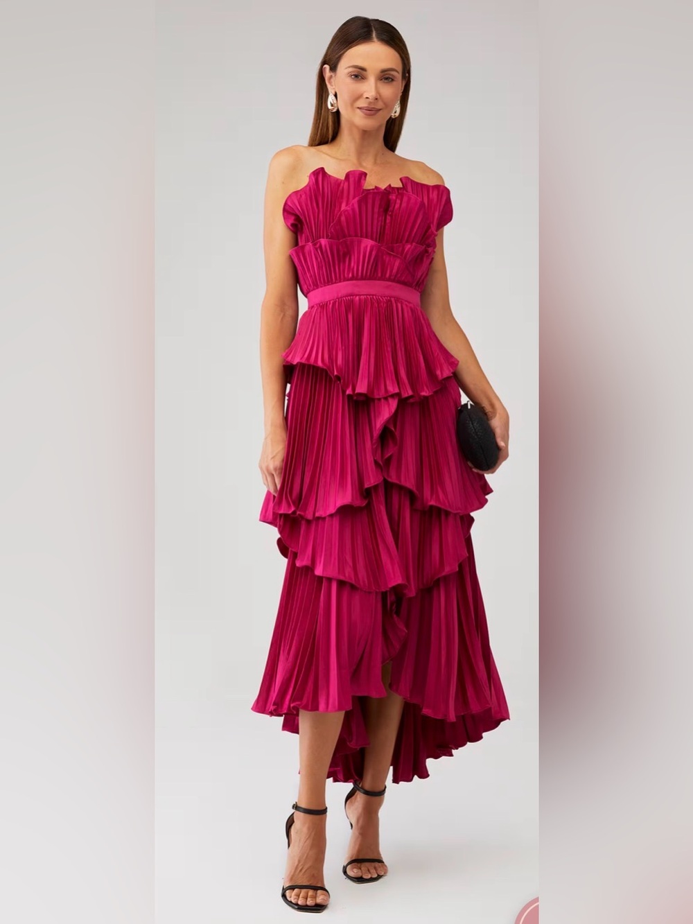 Amur Judah Scallop Pleated Dress in berry blush - Picture 2 of 9